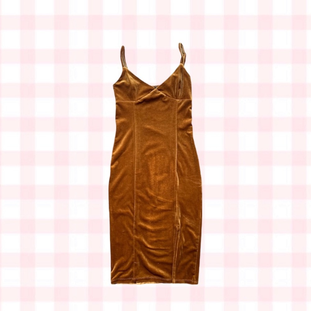 F21 Brown Velvet Cami Dress